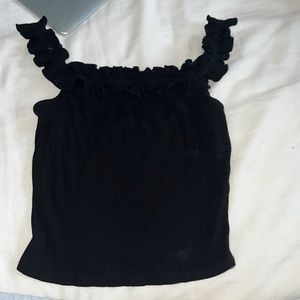 Black, ruffle top
